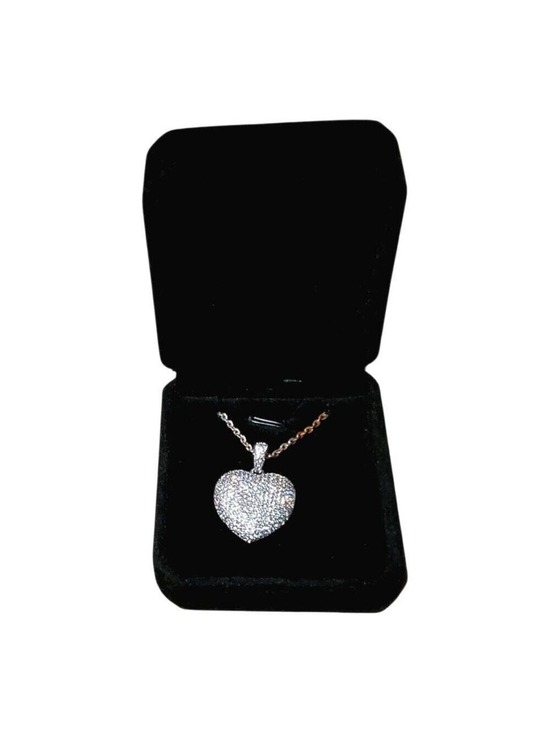 Tamborat Jewelry - HEART NECKLACE 10K WHITE GOLD PLATED 18" SIMULATED DIAMOND MICRO PAVÉ NEW!